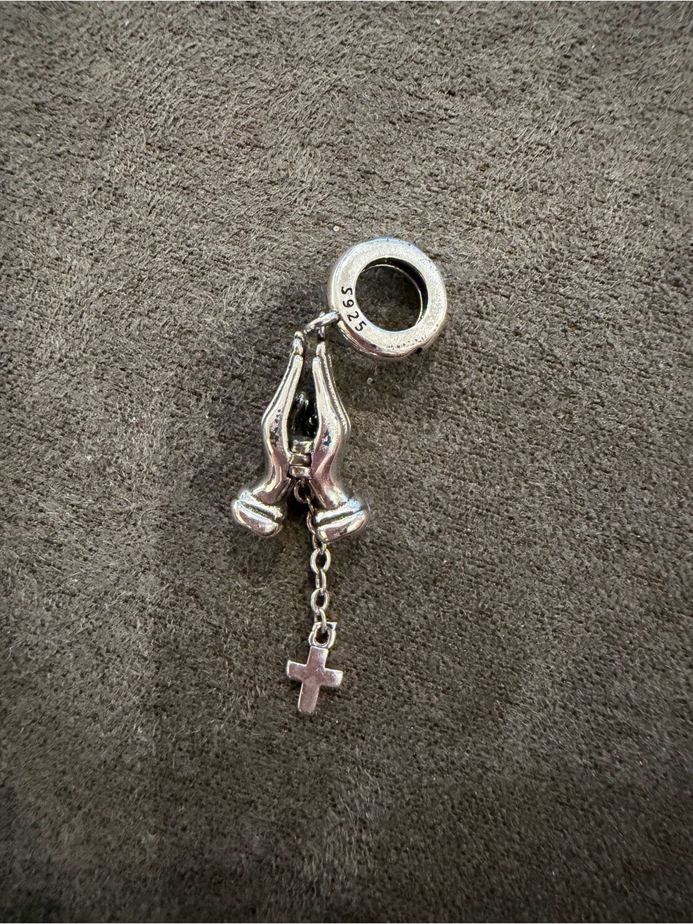 Pandora Sterling Silver Praying Hands Charm with Cross Dangle - Silver